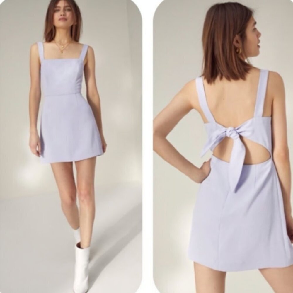Aritzia Wilfred Ecoulement Tie Back Mini Dress Light Purple Lilac Lavender Sz 4